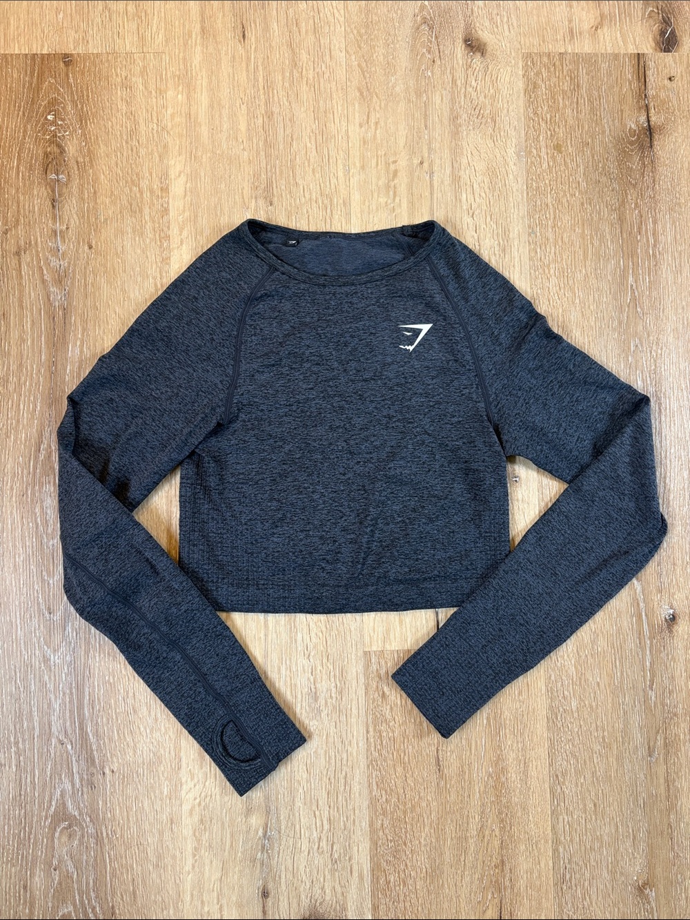 Gymshark Dark Charcoal Grey Heather Long-Sleeve Cropped Top